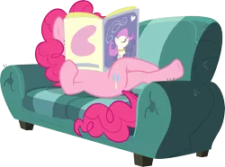 Size: 6000x4456 | Tagged: absurd resolution, artist:sairoch, couch, derpibooru import, magazine, one bad apple, pinkie pie, reading, safe, simple background, .svg available, transparent background, vector