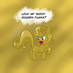 Size: 1000x1000 | Tagged: safe, artist:theshadowdude1031, derpibooru import, sweetie belle, pony, unicorn, bite my shiny metal ass, butt, female, filly, futurama, kiss my ass, luster dust, plot, reference, solo, sweetie gold