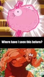 Size: 916x1604 | Tagged: safe, derpibooru import, edit, edited screencap, screencap, pinkie pie, pony, too many pinkie pies, balloonie pie, caption, clone, comic, dragon ball, dragon ball z, imminent death, inflation, text