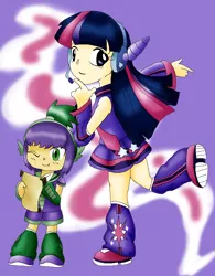 Size: 754x965 | Tagged: artist:carol-aredesu, artist:carol-des-estrelas, derpibooru import, humanized, safe, spike, twilight sparkle, vocaloid