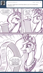 Size: 650x1087 | Tagged: safe, artist:johnjoseco, derpibooru import, princess celestia, alicorn, pony, ask princess molestia, princess molestia, ask, comic, crying, friendship report, scroll, tumblr