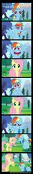 Size: 900x4660 | Tagged: safe, artist:mlp-silver-quill, derpibooru import, derpy hooves, fluttershy, rainbow dash, pegasus, pony, comic, female, funny face, mare, staring contest