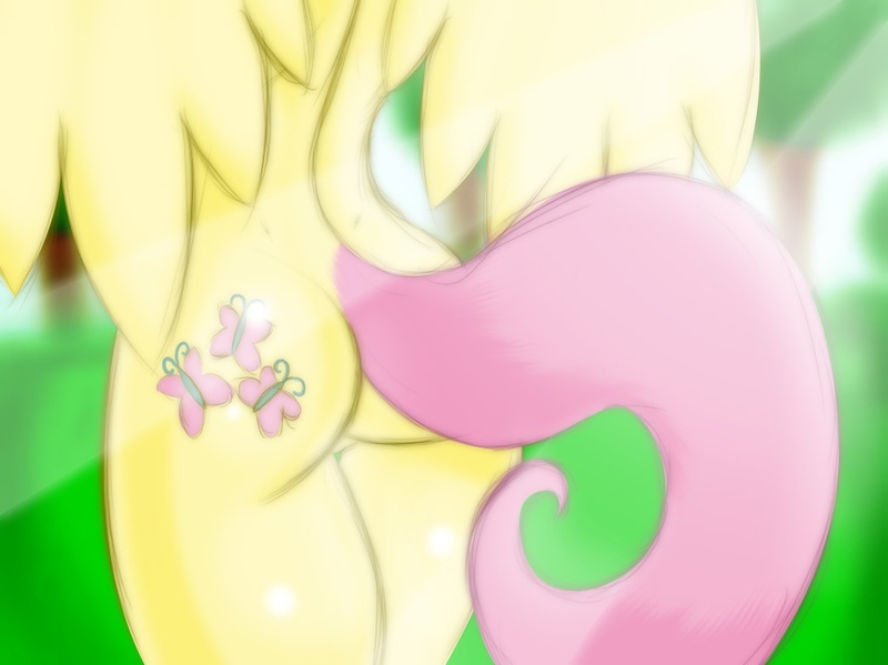 Size: 1016x761 | Tagged: questionable, artist:lil miss jay, derpibooru import, fluttershy, anthro, ass, nudity
