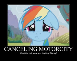 Size: 750x600 | Tagged: crying, demotivational poster, derpibooru import, disney, edit, edited screencap, meme, obligatory pony, rainbow dash, sad, safe, screencap, solo, the super speedy cider squeezy 6000