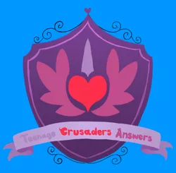 Size: 906x889 | Tagged: blue background, derpibooru import, no pony, safe, simple background, teenage crusaders answers