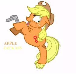 Size: 450x437 | Tagged: applejack, artist:mushroomcookiebear, derpibooru import, fat, jackass, safe