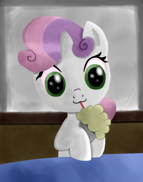 Size: 756x968 | Tagged: artist:vendetatj, derpibooru import, milkshake, safe, sweetie belle