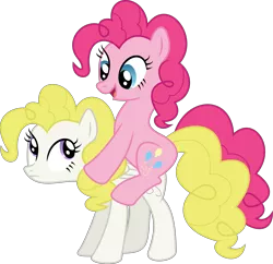 Size: 5559x5380 | Tagged: absurd resolution, artist:flutterwry, derpibooru import, g1, g1 to g4, generation leap, pinkie pie, ponies riding ponies, riding, safe, simple background, surprise, transparent background, vector