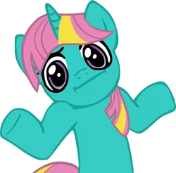 Size: 687x675 | Tagged: safe, artist:beckiergb, derpibooru import, dewdrop dazzle, pony, unicorn, :i, looking at you, shrug, shrugpony, simple background, solo, transparent background, vector