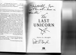 Size: 1600x1160 | Tagged: autograph, celebrity, derpibooru import, irl, meta, peter s. beagle, photo, safe, text, the last unicorn