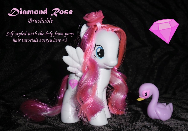 Size: 639x446 | Tagged: safe, artist:treiale, derpibooru import, official, diamond rose, pegasus, pony, swan, brushable, cutie mark, female, flower, hooves, irl, mare, photo, rose, solo, spread wings, text, toy, wings