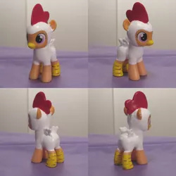 Size: 800x800 | Tagged: safe, artist:amandkyo-su, derpibooru import, scootaloo, chicken, pony, brushable, custom, irl, photo, scootachicken, toy