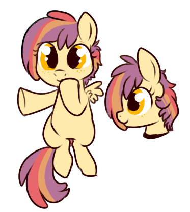 Size: 373x417 | Tagged: artist:lulubell, derpibooru import, magical lesbian spawn, next generation, offspring, parent:apple bloom, parent:scootaloo, parents:scootabloom, safe, simple background, white background