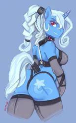 Size: 1189x1920 | Tagged: alicorn amulet, alternate hairstyle, anthro, artist:mlpfwb, ass, breasts, busty trixie, butt, clothes, derpibooru import, female, grin, kiss my ass, looking back, magic duel, ponytail, solo, solo female, stockings, suggestive, tail wrap, the great and powerful ass, trixie