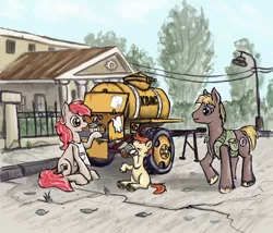 Size: 1280x1096 | Tagged: safe, artist:agm, derpibooru import, earth pony, pony, cart, drink, kvass, russian, soviet, trailer, vendor