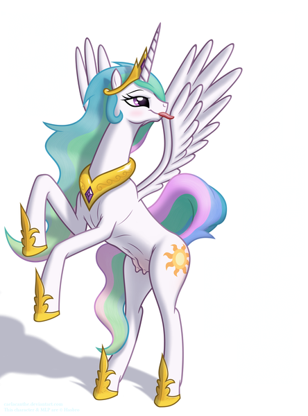 Size: 1516x2048 | Tagged: questionable, artist:d1ckbitch, derpibooru import, princess celestia, crotchboobs, female, nipples, nudity, rearing, solo, solo female, teats, tongue out