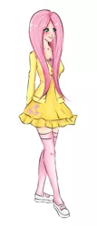 Size: 790x1850 | Tagged: artist:lucyhikarikitsune, clothes, derpibooru import, dress, fluttershy, humanized, safe, skinny