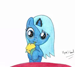 Size: 900x805 | Tagged: safe, artist:ulyssesgrant, derpibooru import, princess luna, pony, cute, filly, milkshake, simple background, solo, traditional art, woona