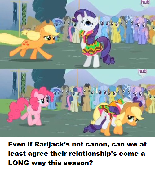 Size: 500x551 | Tagged: safe, derpibooru import, edit, edited screencap, screencap, amethyst star, applejack, bon bon, candy mane, carrot top, cherry cola, cherry fizzy, coco crusoe, doctor whooves, golden harvest, lemon hearts, linky, minuette, pinkie pie, pokey pierce, rainbowshine, rarity, shoeshine, sweetie drops, time turner, pony, magic duel, friendshipping, image macro, meme, shipping fuel