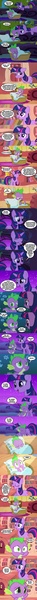 Size: 960x15564 | Tagged: artist needed, source needed, safe, derpibooru import, spike, twilight sparkle, dragon, pony, unicorn, basket, bed, blushing, comic, confused, crepuscular rays, crying, cute, daaaaaaaaaaaw, dialogue, dilated pupils, dream, eye contact, eyes closed, fangs, feels, floppy ears, frown, glare, golden oaks library, grin, gritted teeth, hug, leaning, male, mama twilight, night, open mouth, prone, raised eyebrow, raised hoof, sad, sadorable, sleeping, smiling, speech bubble, spikabetes, teary eyes, unicorn twilight, wide eyes