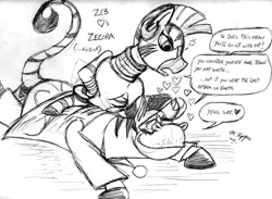 Size: 900x658 | Tagged: artist:intelligent-zombie, derpibooru import, g1, g1 to g4, generation leap, male, safe, shipping, zeb, zebra, zecora