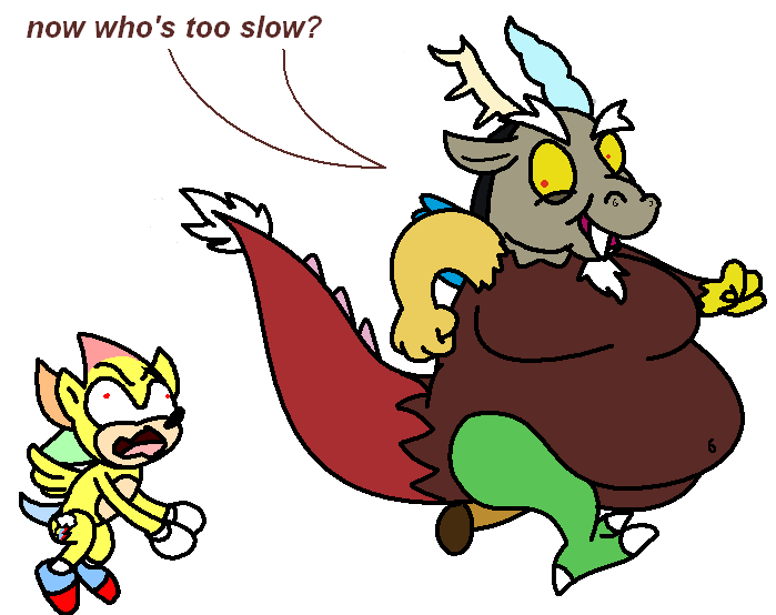 Size: 699x554 | Tagged: 1000 hours in ms paint, artist needed, chubby, crossover, derpibooru import, discord, draconequus, fat, fatcord, fat tail, fusion, male, ms paint, questionable, rainbow dash, rainic, sonic the hedgehog, sonic the hedgehog (series), source needed, super form