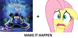 Size: 790x386 | Tagged: all caps, crossover, derpibooru import, exploitable meme, fluttershy, make it happen, meme, nightmare ned, safe