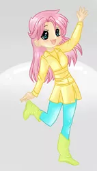 Size: 595x1045 | Tagged: artist:cheshirecloud, artist:popuicat, derpibooru import, fluttershy, humanized, safe, solo