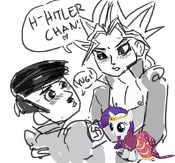 Size: 548x513 | Tagged: adolf hitler, barely pony related, derpibooru import, nazi, obligatory pony, racism, rarity, safe, wat, yugi muto