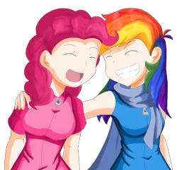 Size: 1138x1098 | Tagged: artist:kurus22, clothes, derpibooru import, humanized, pinkie pie, rainbow dash, safe, scarf