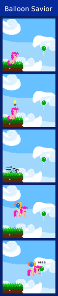 Size: 440x2240 | Tagged: artist:zztfox, balloon, balloon fight, comic, derpibooru import, pinkie pie, pixel art, safe