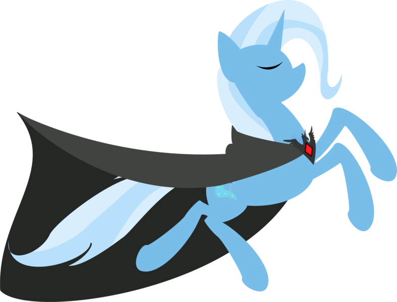 Size: 4403x3358 | Tagged: safe, artist:baxtermega, derpibooru import, trixie, pony, unicorn, magic duel, alicorn amulet, cape, clothes, coat, cutie mark, eyes closed, female, hooves, horn, lineless, mare, simple background, solo, transparent background, vector