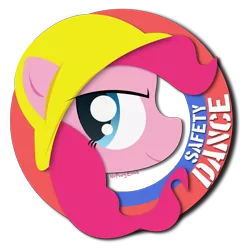 Size: 1800x1800 | Tagged: safe, artist:noponyzone, derpibooru import, pinkie pie, earth pony, pony, 80s, female, hard hat, mare, men without hats, parody, safety dance, song reference