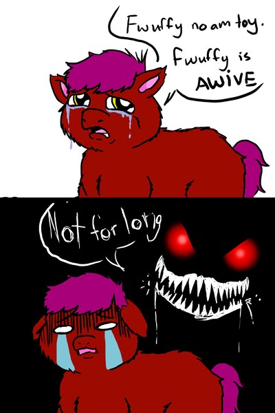 Size: 1000x1500 | Tagged: 2 panel comic, artist:chaoticlaughter, comic, crying, derpibooru import, fluffy pony, fluffy pony grimdark, grimdark