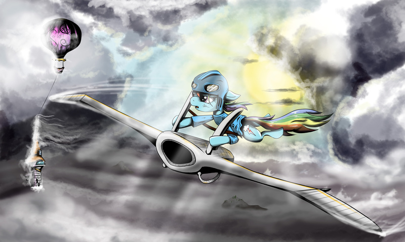 Size: 3344x2000 | Tagged: anime, artist:hereticofdune, crossover, glider, nausicaa of the valley of the wind, ponified, rainbow dash, safe, studio ghibli