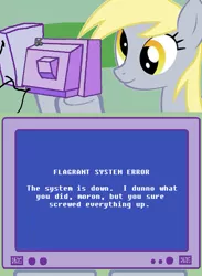 Size: 563x771 | Tagged: safe, derpibooru import, derpy hooves, pegasus, pony, blue screen of death, computer, error message, exploitable meme, female, homestar runner, mare, meme, tv meme