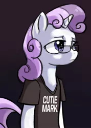 Size: 741x1040 | Tagged: safe, artist:gsphere, derpibooru import, sweetie belle, pony, semi-anthro, unicorn, clothes, glasses, hipster, shirt, solo, t-shirt