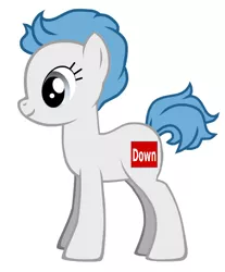 Size: 482x582 | Tagged: safe, derpibooru import, oc, oc:downvote-tan, ponified, unofficial characters only, earth pony, pony, derpibooru, pony creator, downvote, meta, simple background, smiling, white background