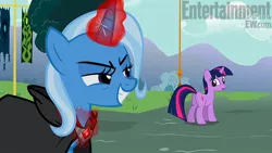 Size: 810x456 | Tagged: safe, derpibooru import, screencap, trixie, twilight sparkle, pony, magic duel, alicorn amulet, entertainment weekly, female, implied rape, mare, out of context, plot