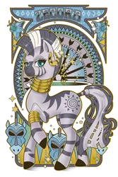 Size: 467x700 | Tagged: artist:hezaa, derpibooru import, modern art, nouveau, safe, zebra, zecora