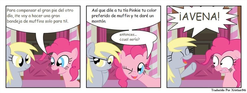 Size: 800x303 | Tagged: safe, artist:xristian96, derpibooru import, derpy hooves, pinkie pie, pegasus, pony, female, mare, spanish, translation