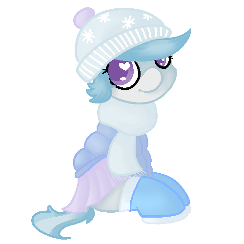 Size: 500x500 | Tagged: dead source, safe, artist:robynne, derpibooru import, cotton cloudy, pegasus, pony, boots, clothes, female, filly, hat, jacket, scarf, shoes, simple background, sitting, smiling, solo, transparent background, wingding eyes