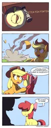 Size: 800x1976 | Tagged: apple bloom, applejack, artist:innuendo88, artist:karzahnii, bad end, bomb, breaking bad, comic, derpibooru import, revenge, sabotage, safe, spanish, translation