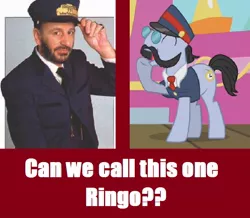 Size: 692x604 | Tagged: all aboard, conductor, derpibooru import, human, irl, mr. conductor, photo, ringo starr, safe, shining time, thomas the tank engine, train