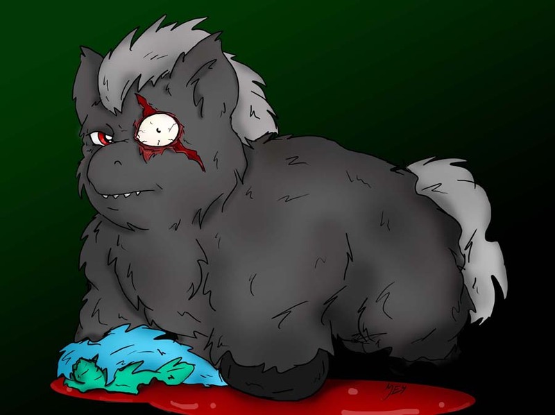 Size: 900x673 | Tagged: artist:meh, blood, derpibooru import, fluffy pony, fluffy pony grimdark, grimdark, howler, scar