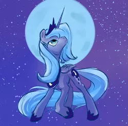 Size: 955x942 | Tagged: dead source, safe, artist:rubrony, derpibooru import, princess luna, alicorn, pony, looking up, moon, s1 luna, solo, stars