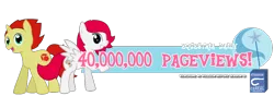 Size: 1000x350 | Tagged: safe, artist:exkira, derpibooru import, trixie, oc, oc:phoe, oc:sethisto, unofficial characters only, pegasus, pony, unicorn, equestria daily, banner, cutie mark, female, male, mare, milestone celebration, stallion