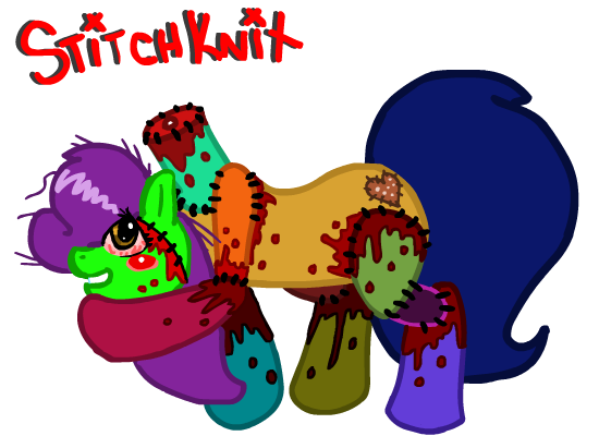 Size: 550x400 | Tagged: semi-grimdark, artist:sammi-psycho, derpibooru import, oc, unofficial characters only, pony, blood, decapitated, detachable head, disembodied head, frankenpony, headless, modular, severed head, stitchknit