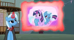 Size: 1919x1052 | Tagged: safe, derpibooru import, trixie, twilight sparkle, magic duel, exploitable meme, meme, shipping, trixivision, twixie