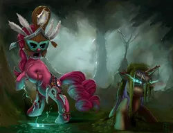 Size: 1300x1000 | Tagged: artist:danosix, cosplay, derpibooru import, diablo 3, mask, pinkie pie, safe, voodoo, witch doctor, zombie